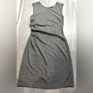 Ann Taylor Heather Gray Side Ruched Sheath Dress. Size 6. Cap Sleeve, Zip Back.